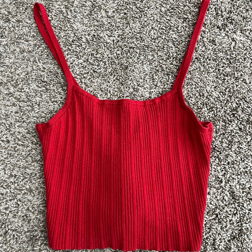 LA Hearts by PacSun Cropped Ribbed Red Tank Top